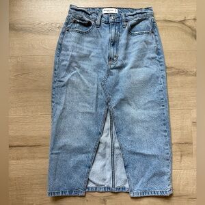 Abercrombie & Fitch Blue Denim Midi Skirt
